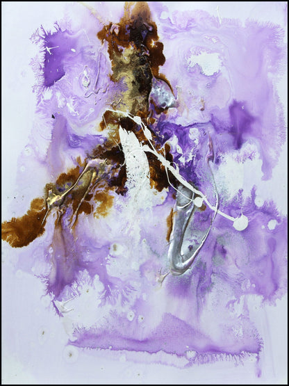 Abstract Purple Oil Painting of Flowing Energies and Vibrant Colors for Home Decor