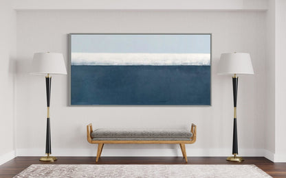 Serene Coastal Oil Painting: Tranquil Sea of Faith Artwork for Modern Home Decor