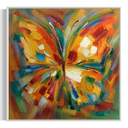 Vibrant Butterfly Oil Painting – Colorful Abstract Wall Art for Home Decor