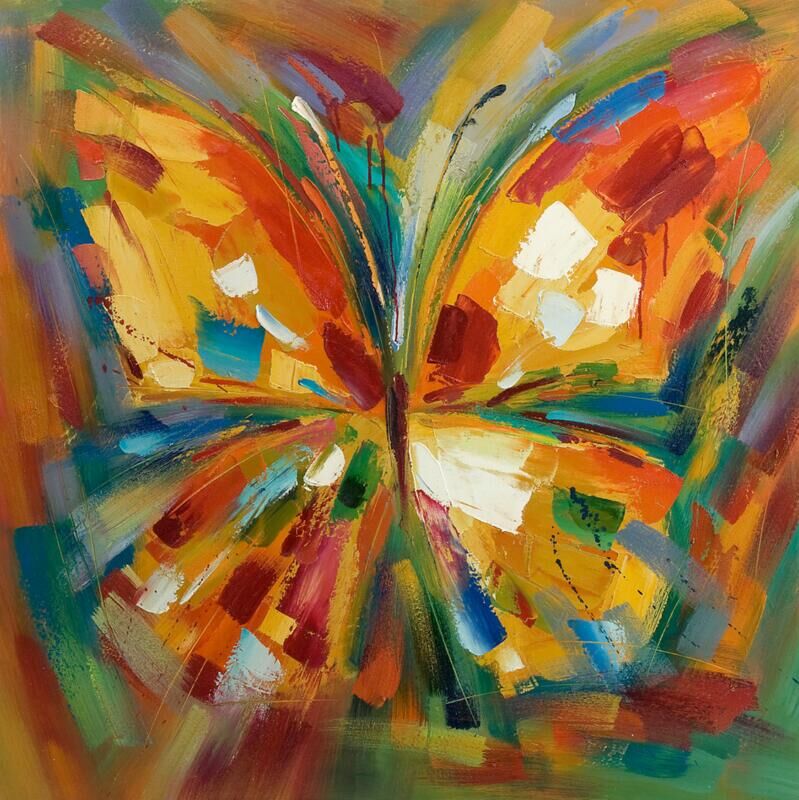 Vibrant Butterfly Oil Painting – Colorful Abstract Wall Art for Home Decor