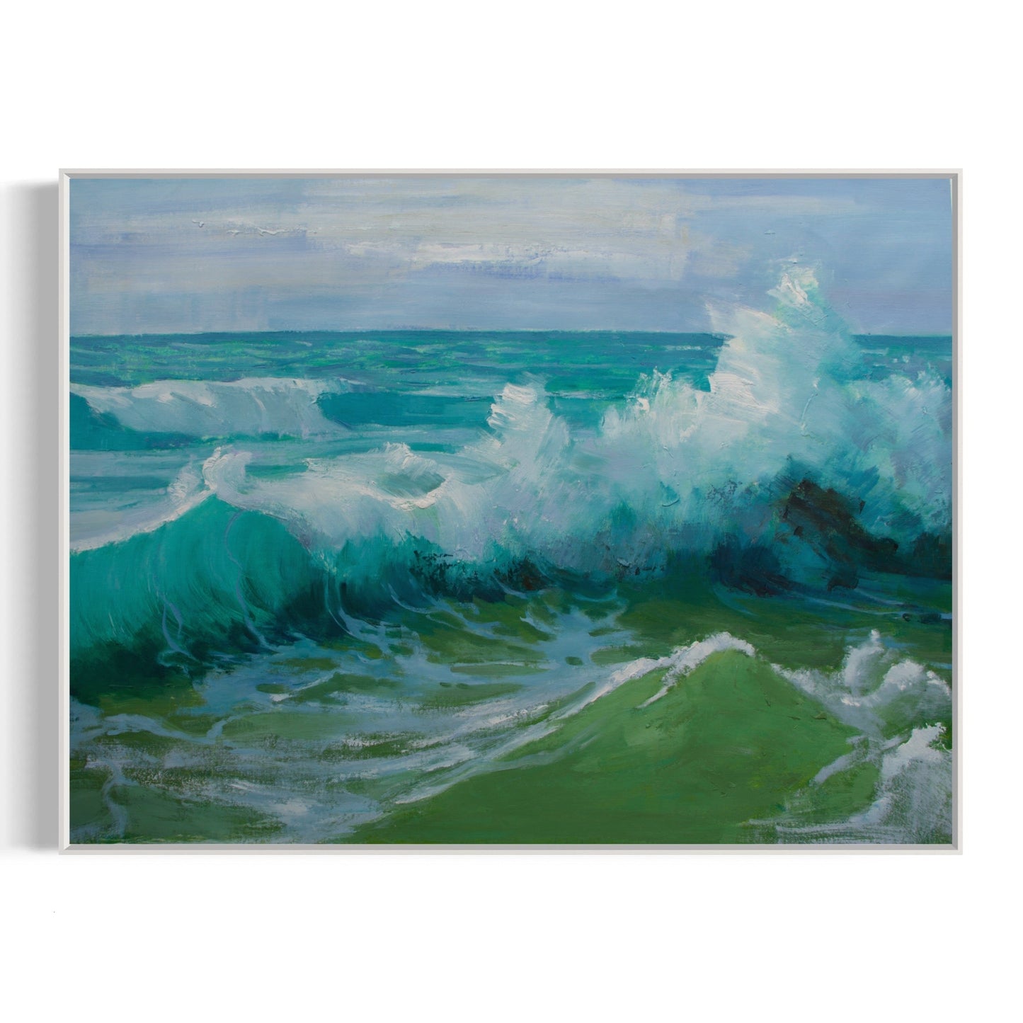 Vibrant Ocean Waves Oil Painting for Beach-Inspired Home Decor