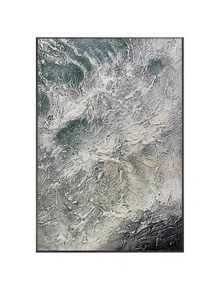 Serene Ocean Waves: Abstract Oil Painting for Coastal Home Décor