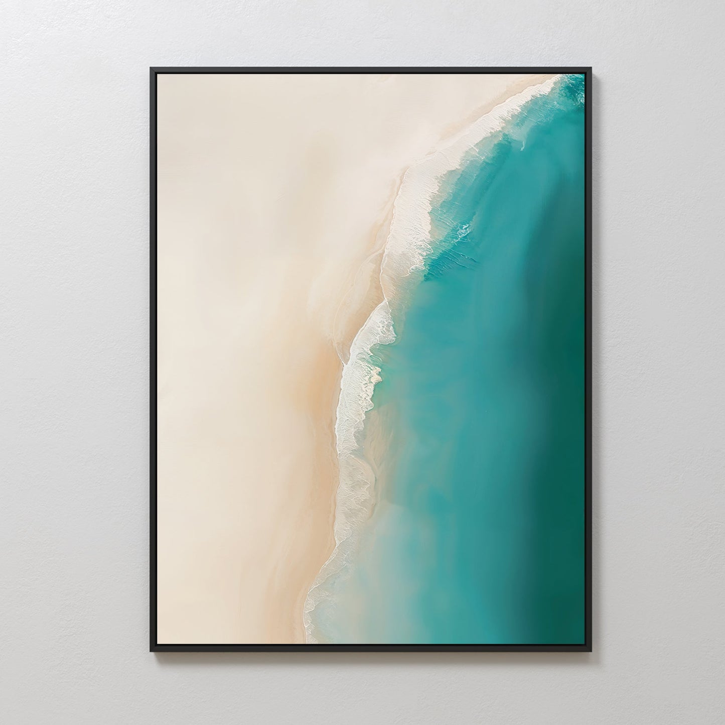 Tranquil Beach Abstract Oil Painting - Coastal Wall Art for Serene Decor