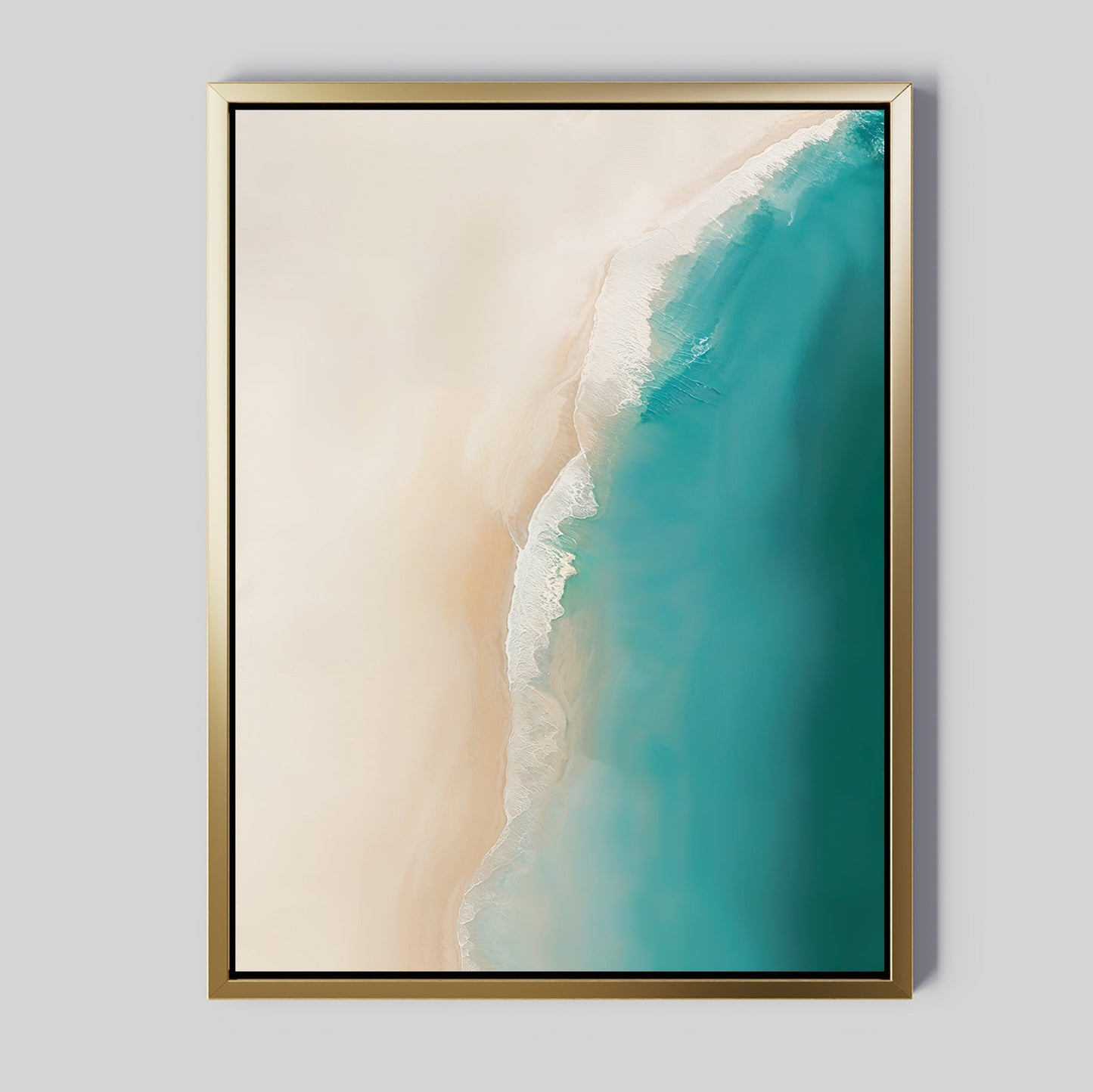 Tranquil Beach Abstract Oil Painting - Coastal Wall Art for Serene Decor