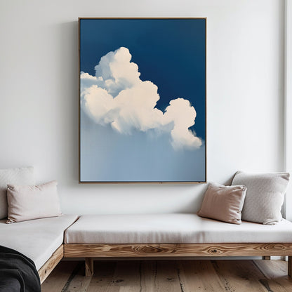 Serene Cumulus Clouds Oil Painting for Modern Home Decor