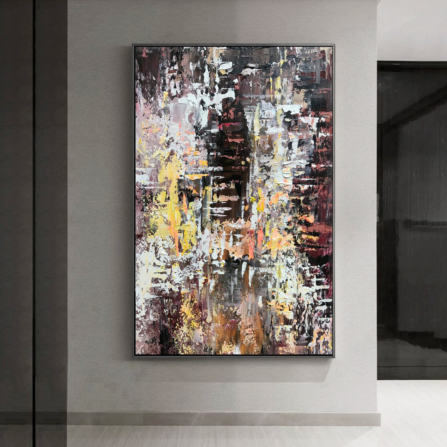 Abstract Expression of Emotion in Colorful Oil Painting for Modern Home Decor