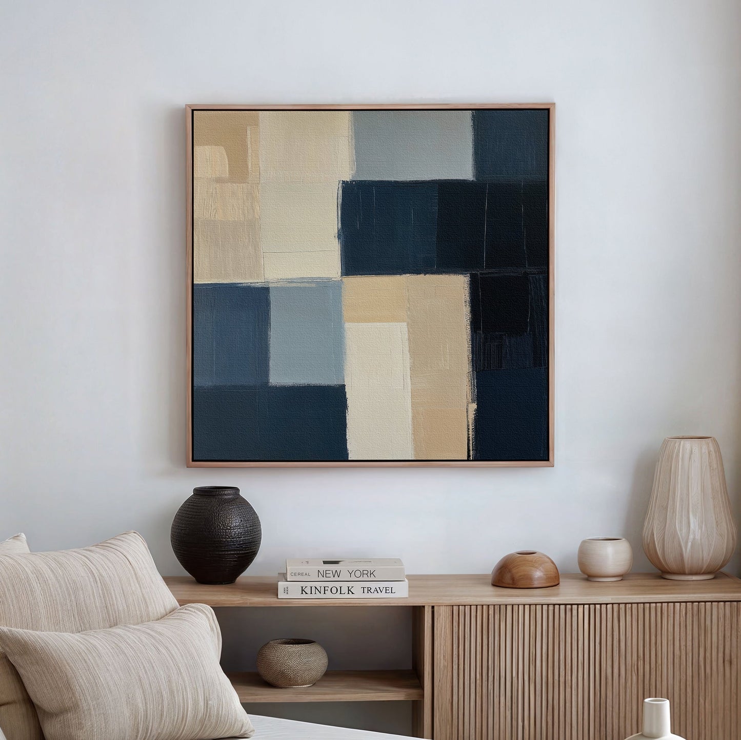 Modern Abstract Oil Painting of Sandstorm in Earthy Tones for Contemporary Decor
