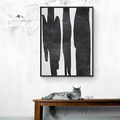 Emotive Abstract Oil Painting in Black and White for Modern Home Decor
