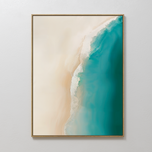 Tranquil Beach Abstract Oil Painting - Coastal Wall Art for Serene Decor