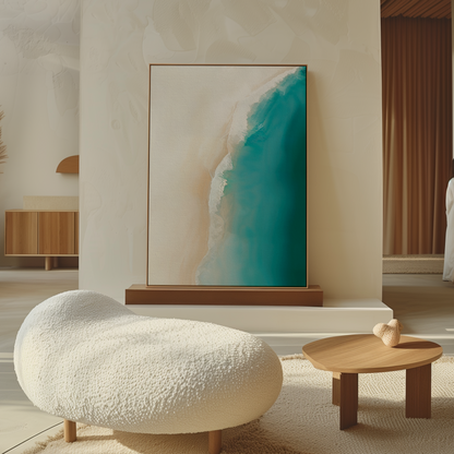 Tranquil Beach Abstract Oil Painting - Coastal Wall Art for Serene Decor
