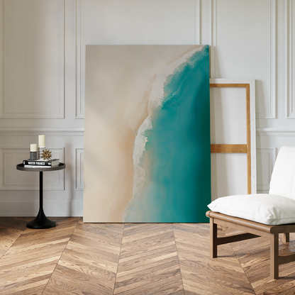 Tranquil Beach Abstract Oil Painting - Coastal Wall Art for Serene Decor