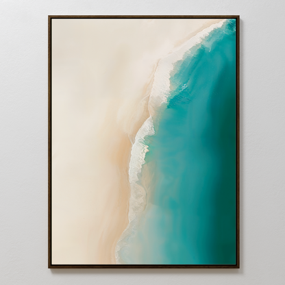 Tranquil Beach Abstract Oil Painting - Coastal Wall Art for Serene Decor