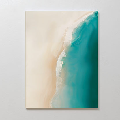 Tranquil Beach Abstract Oil Painting - Coastal Wall Art for Serene Decor