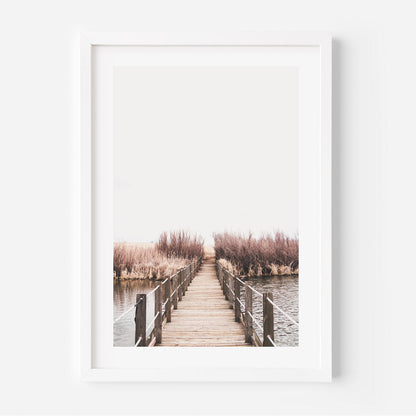 Serene Timber Bridge Over Tranquil Waters - Nature-Inspired Oil Painting for Home Decor