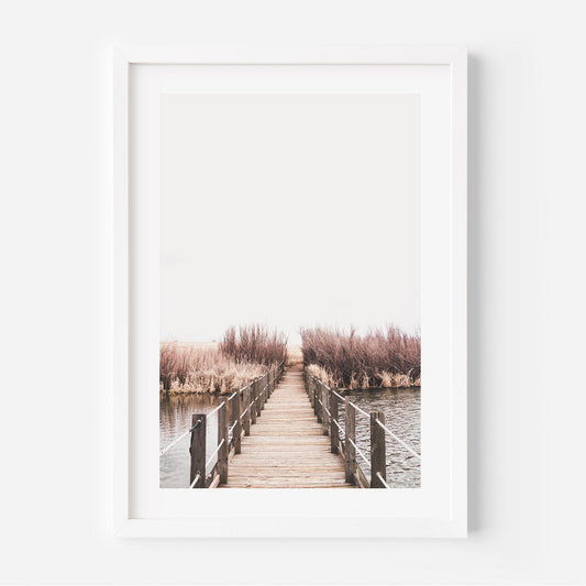 Serene Timber Bridge Over Tranquil Waters - Nature-Inspired Oil Painting for Home Decor