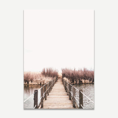 Serene Timber Bridge Over Tranquil Waters - Nature-Inspired Oil Painting for Home Decor