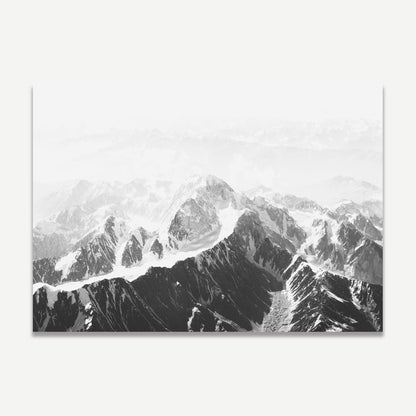 Majestic Mountain Peaks - Stunning Black and White Oil Painting for Home Decor