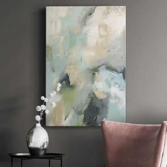 Serene Abstract Oil Painting in Soft Pastels for Modern Home Decor