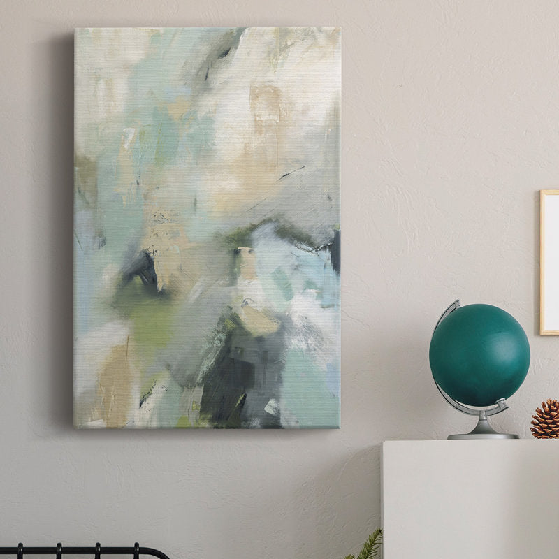 Serene Abstract Oil Painting in Soft Pastels for Modern Home Decor
