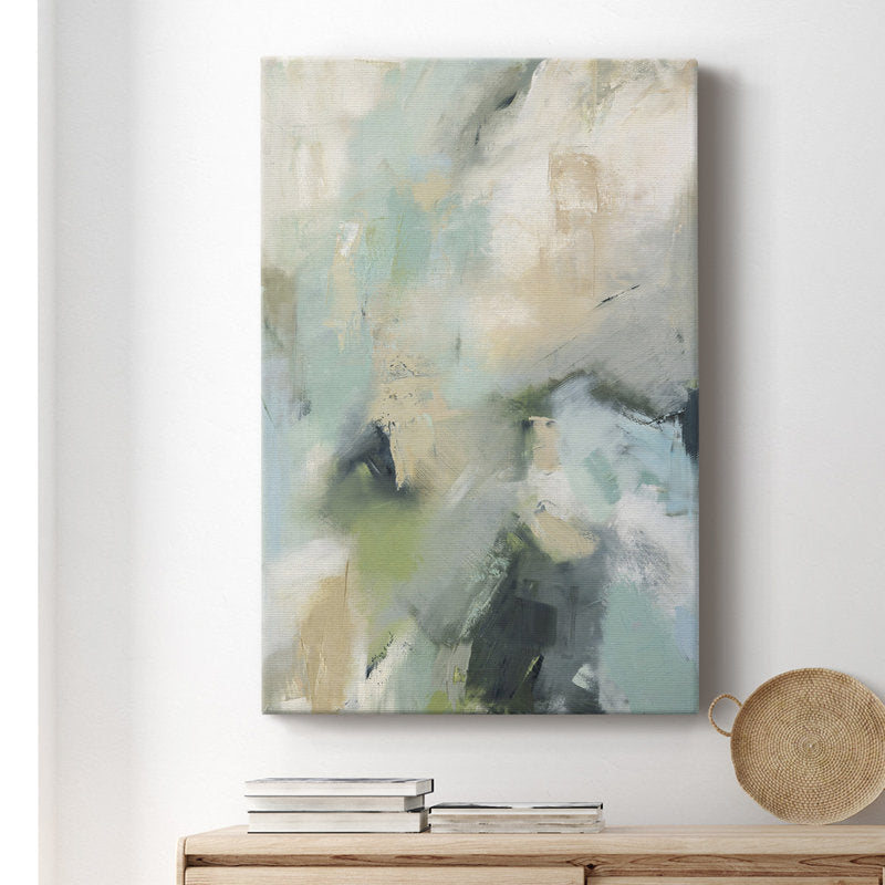 Serene Abstract Oil Painting in Soft Pastels for Modern Home Decor