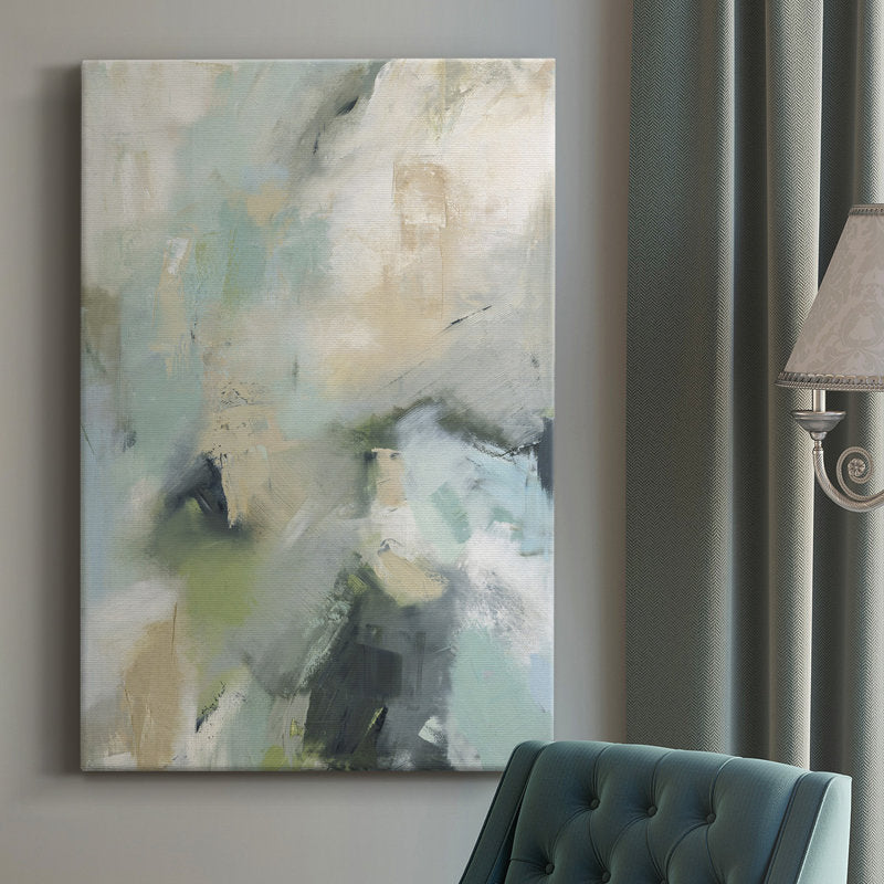 Serene Abstract Oil Painting in Soft Pastels for Modern Home Decor