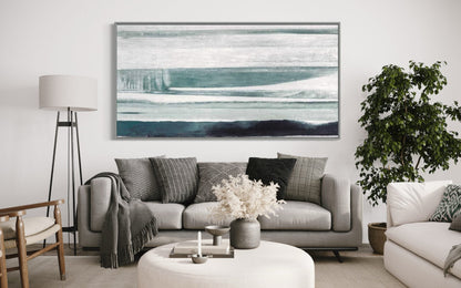 Serene Coastal Landscape Oil Painting - Tranquil Seascape Art for Home Decor