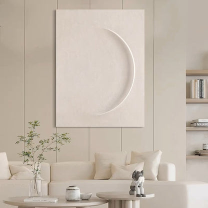 Serene Moon Phase Abstract Oil Painting for Modern Home Decor