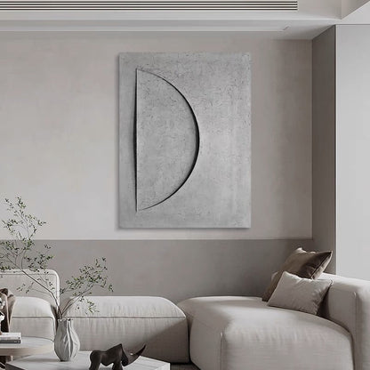 Contemporary Grey Moon Abstract Oil Painting for Modern Home Decor