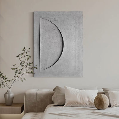 Contemporary Grey Moon Abstract Oil Painting for Modern Home Decor