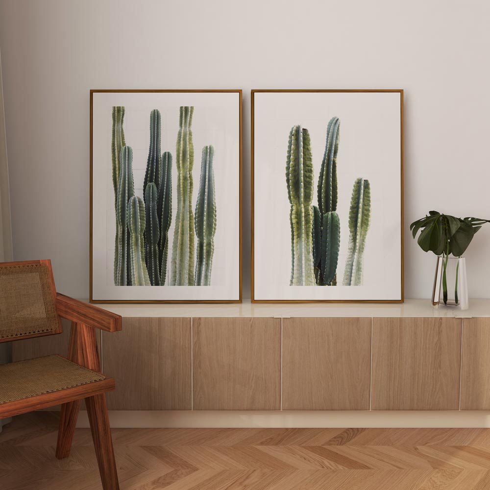 Stunning Torch Cactus Oil Painting for Modern Home Decor