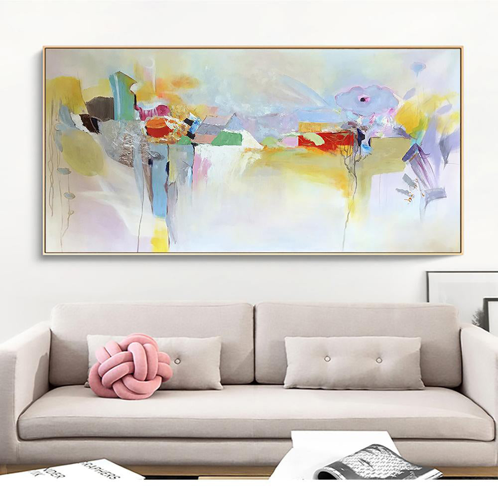 Abstract Colorful Landscape Oil Painting for Modern Home Decor