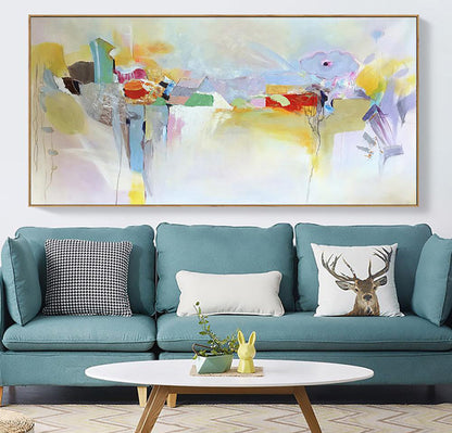 Abstract Colorful Landscape Oil Painting for Modern Home Decor