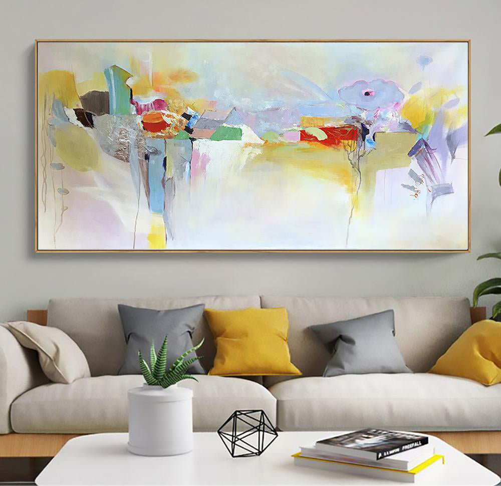 Abstract Colorful Landscape Oil Painting for Modern Home Decor