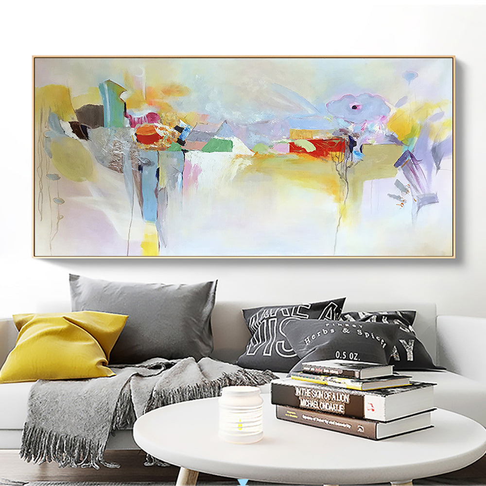 Abstract Colorful Landscape Oil Painting for Modern Home Decor