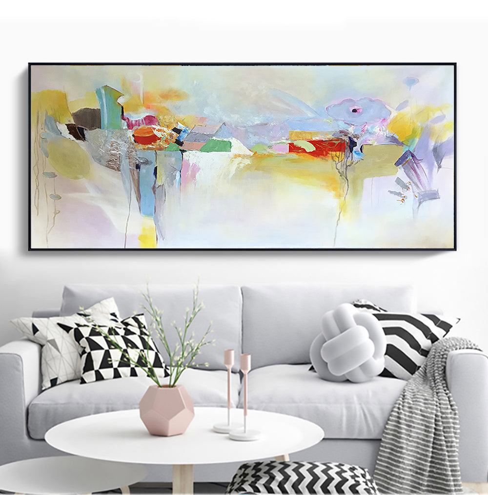 Abstract Colorful Landscape Oil Painting for Modern Home Decor