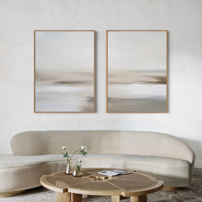 Serene Abstract Oil Paintings Duo for Calming Home Decor