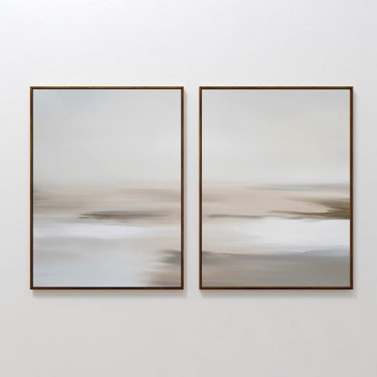Serene Abstract Oil Paintings Duo for Calming Home Decor