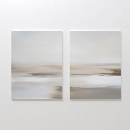 Serene Abstract Oil Paintings Duo for Calming Home Decor