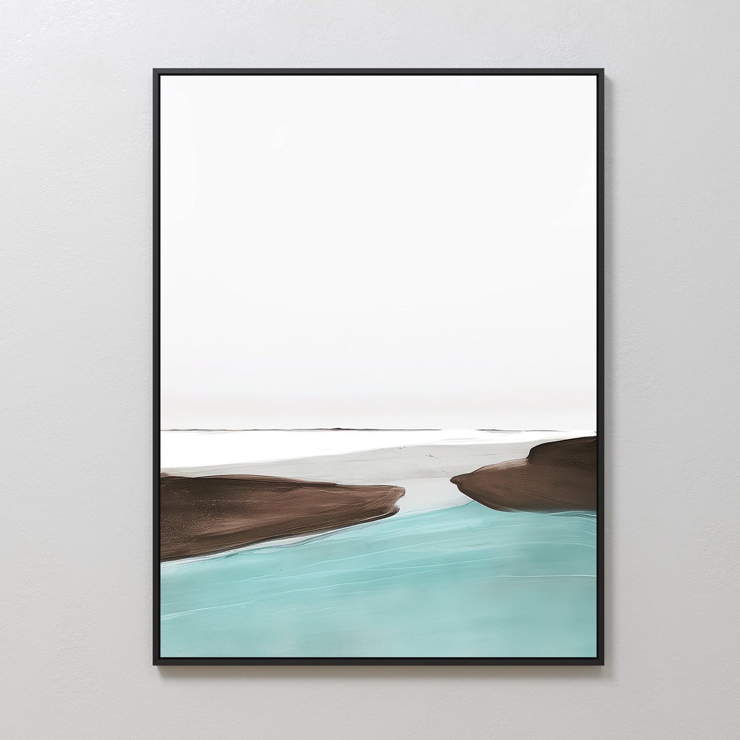 Serene Abstract Oil Painting of Tranquil Waters for Modern Home Décor