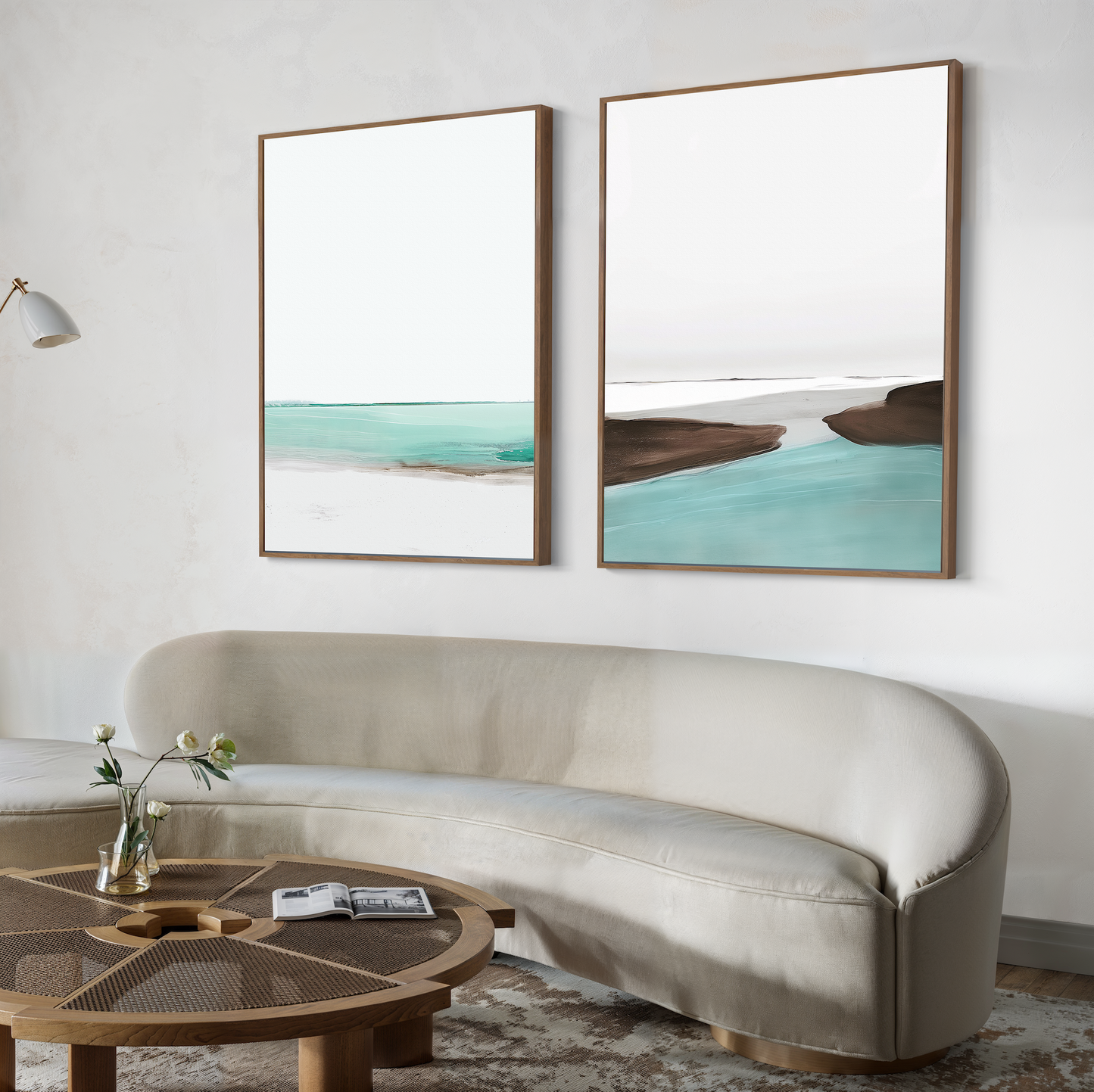 Serene Coastal Oil Painting Set with Tranquil Waters and Soothing Tones