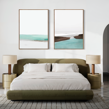 Serene Coastal Oil Painting Set with Tranquil Waters and Soothing Tones