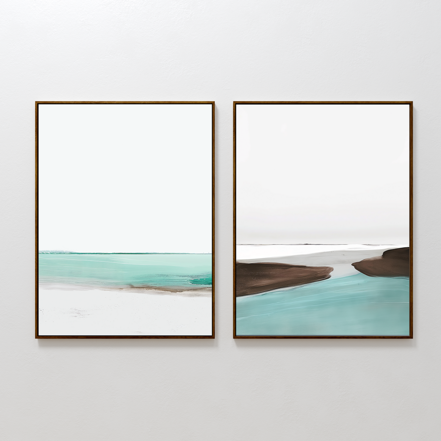 Serene Coastal Oil Painting Set with Tranquil Waters and Soothing Tones