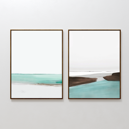Serene Coastal Oil Painting Set with Tranquil Waters and Soothing Tones