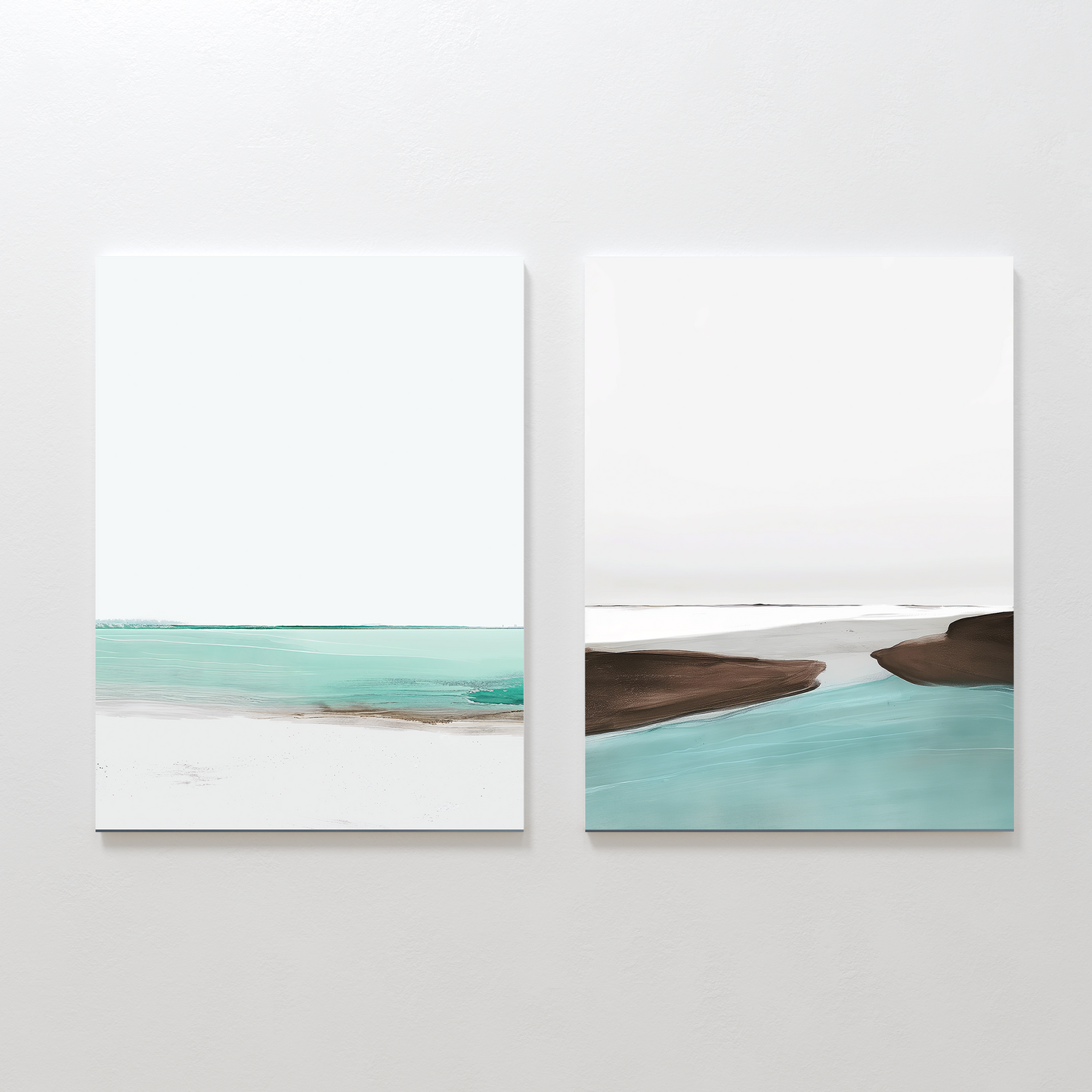 Serene Coastal Oil Painting Set with Tranquil Waters and Soothing Tones