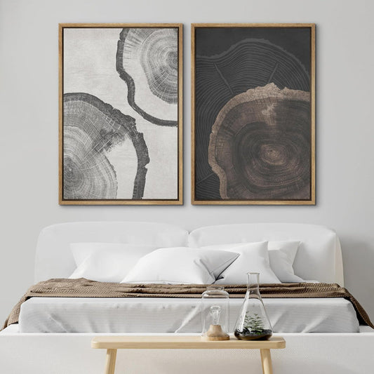Abstract Tree Rings Wall Art - Minimalist Black and White Decor for Modern Spaces