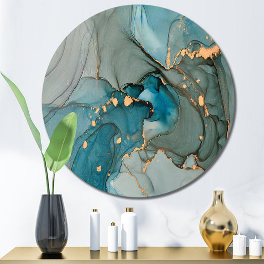 Turquoise and Gold Abstract Marble Wall Art for Elegant Home Décor