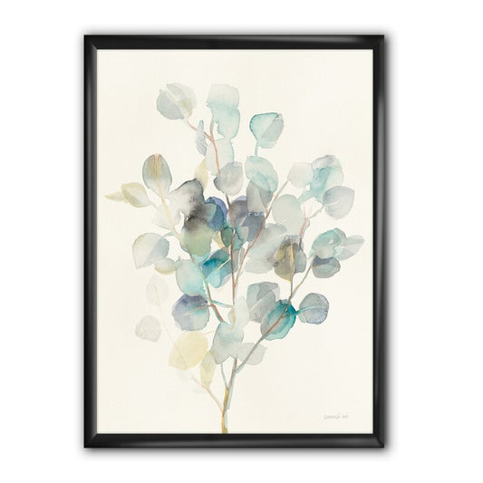 Eucalyptus Leaves in Soft Blues - Elegant Oil Painting for Modern Home D√©cor
