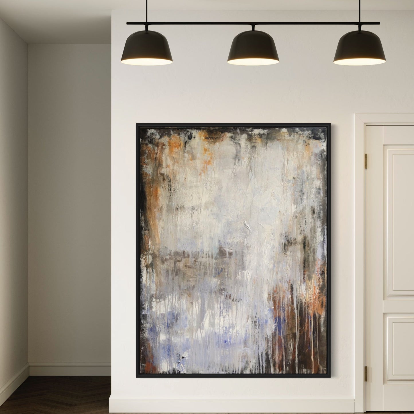 Abstract Oil Painting of Tranquil Serenity with Earthy Tones and Textured Layers