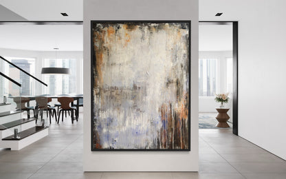 Abstract Oil Painting of Tranquil Serenity with Earthy Tones and Textured Layers