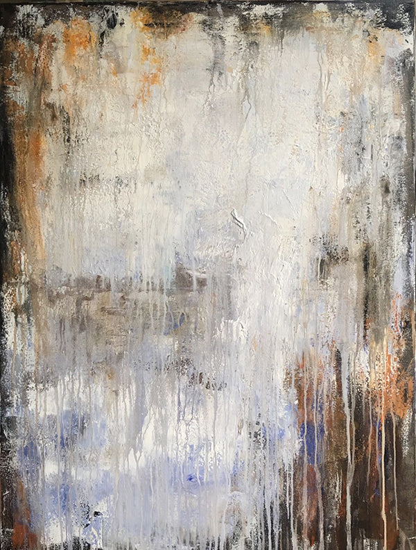 Abstract Oil Painting of Tranquil Serenity with Earthy Tones and Textured Layers